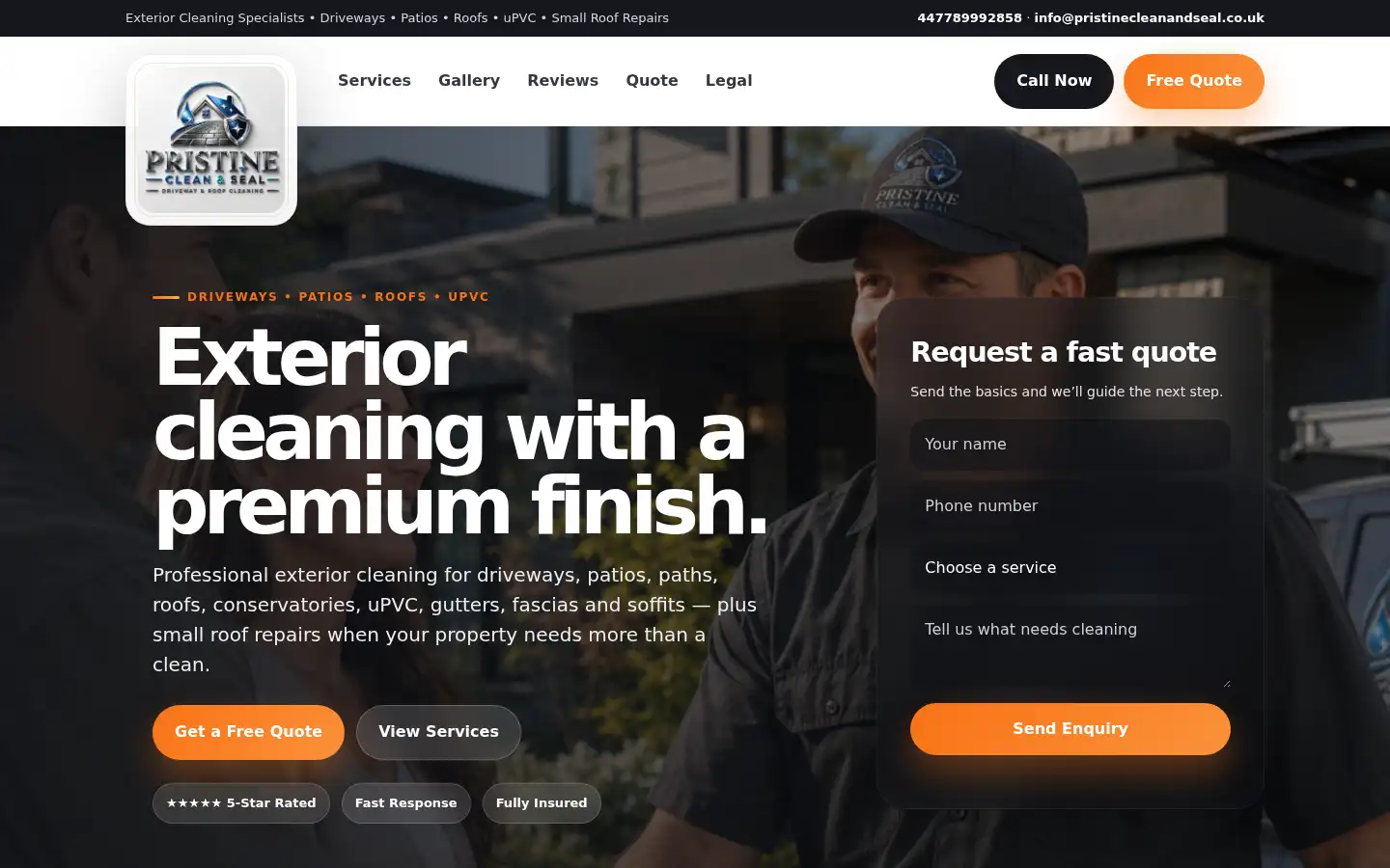 Screenshot of pristinecleanandseal.co.uk