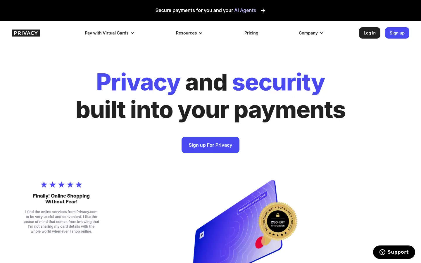 Screenshot of privacy.com
