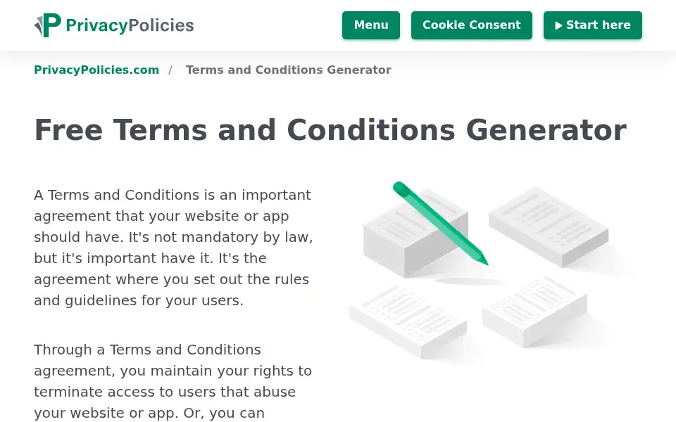 Screenshot of privacypolicies.com