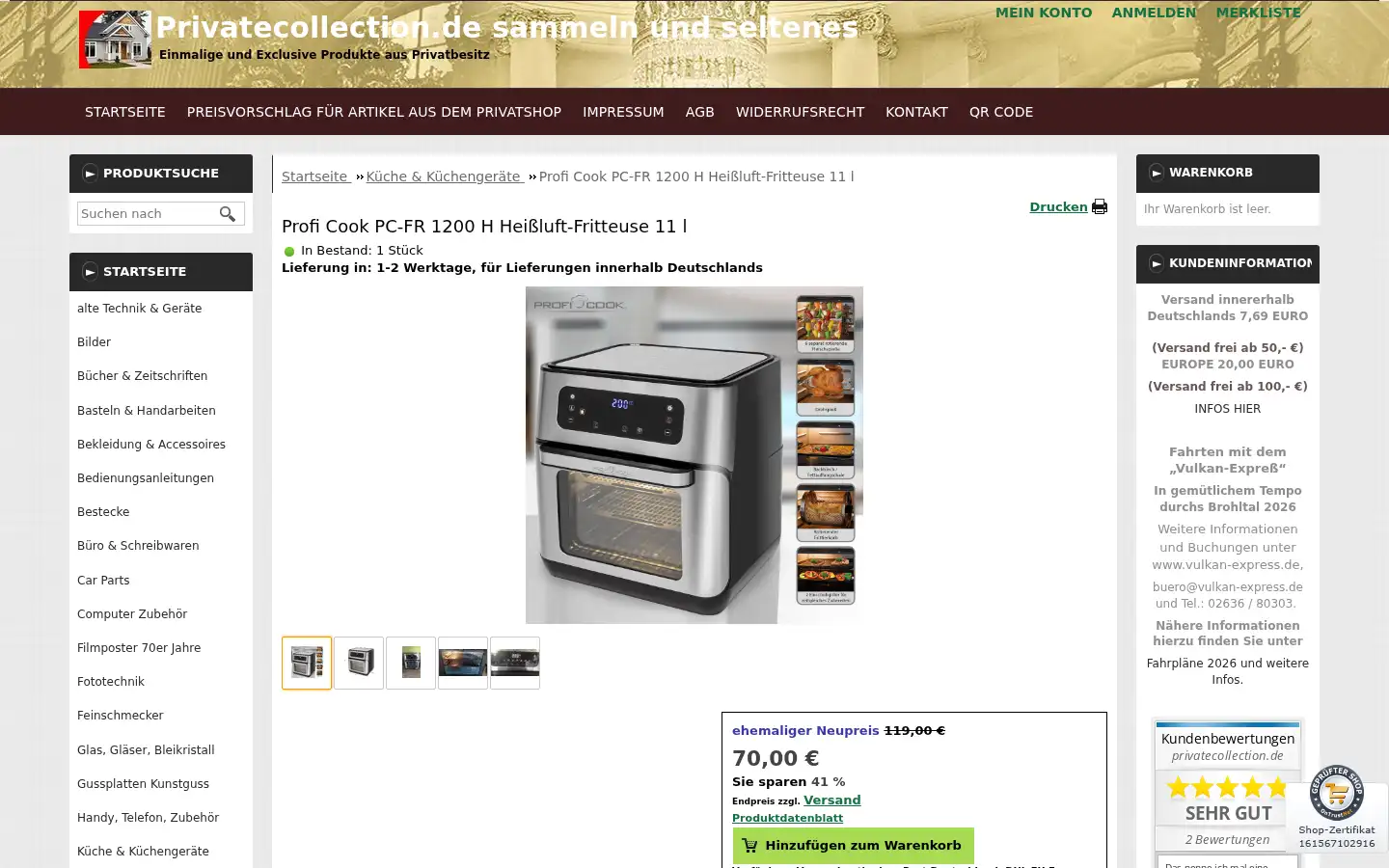 Screenshot of privatecollection.de