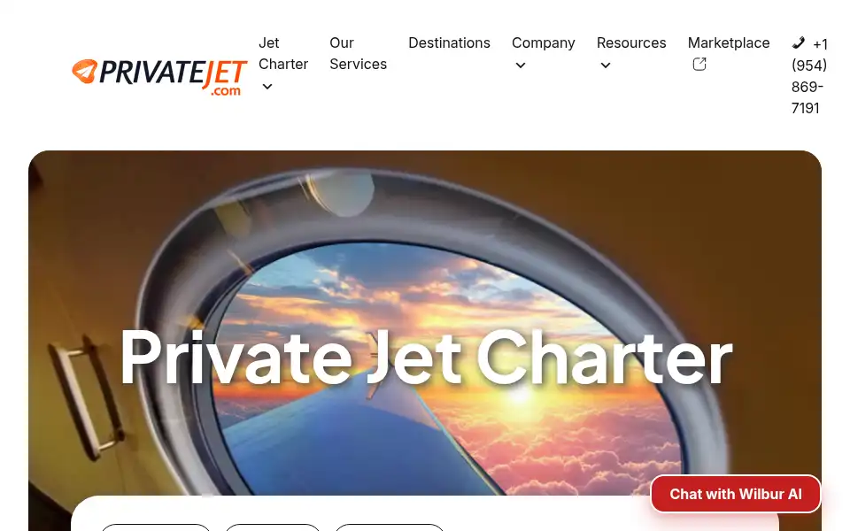 Screenshot of privatejet.com
