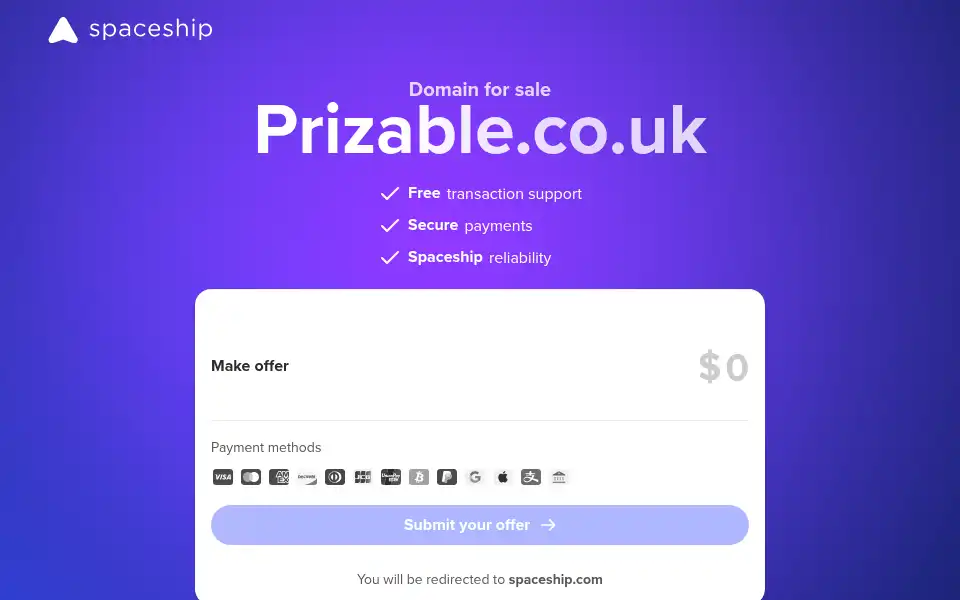 Screenshot of prizable.co.uk