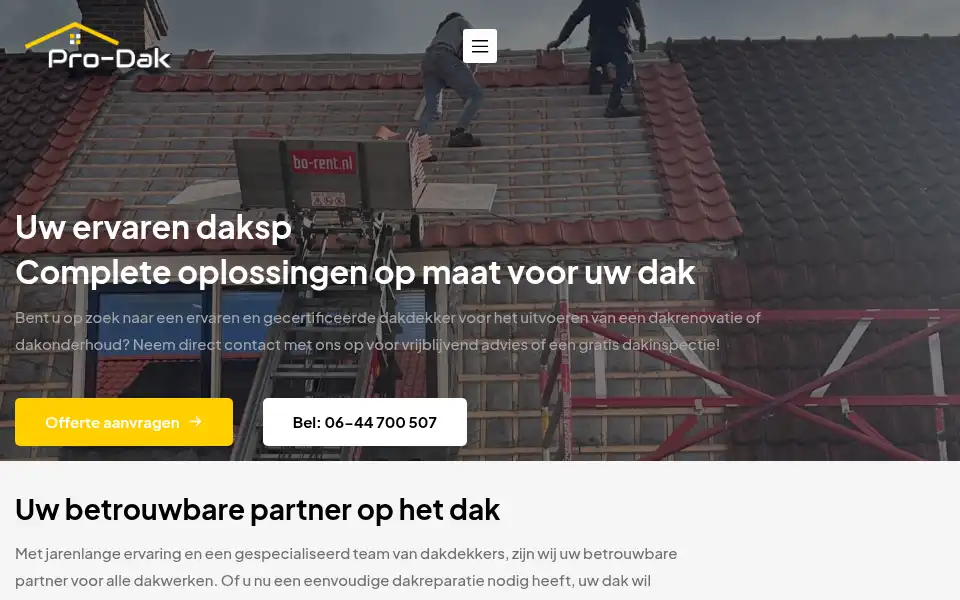 Screenshot of pro-dak.nl