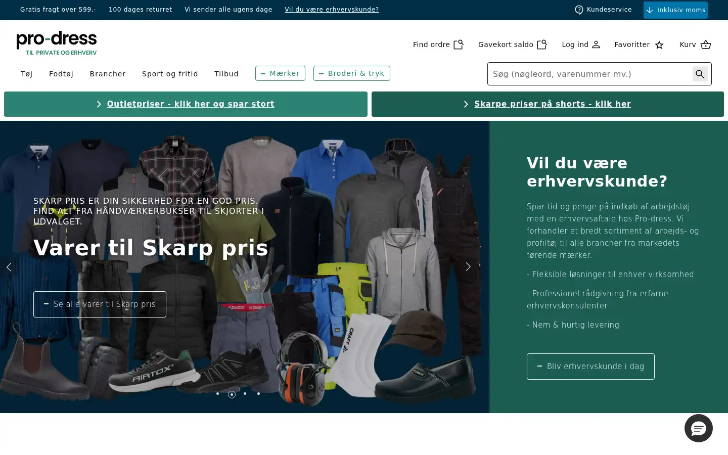 Screenshot of pro-dress.dk
