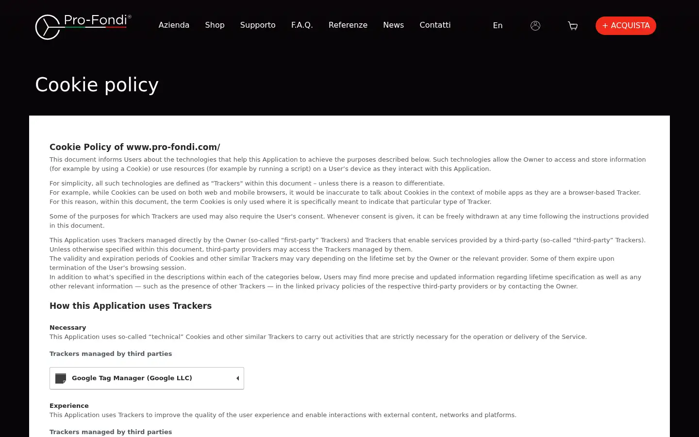Screenshot of pro-fondi.com