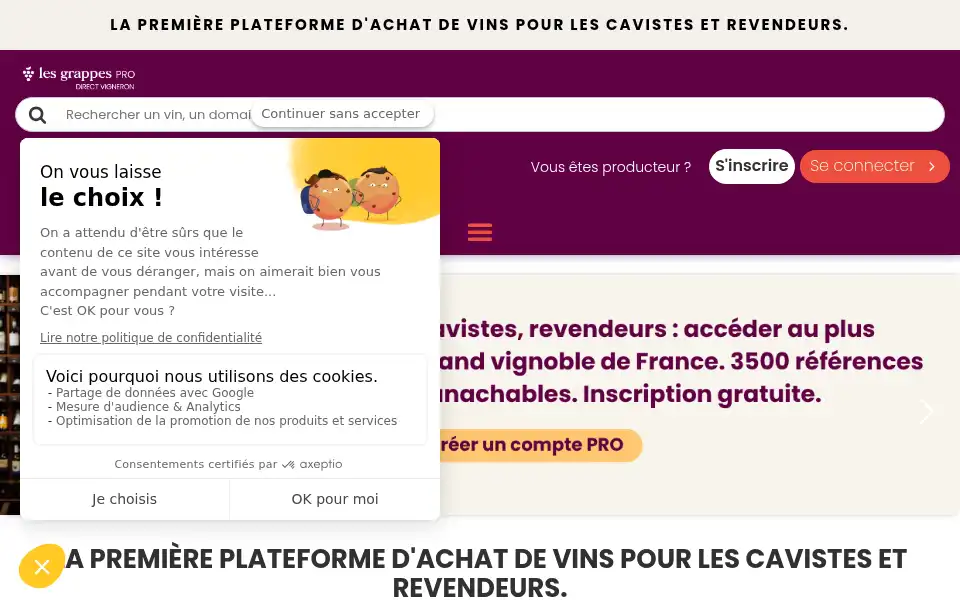 Screenshot of pro.plugwine.com