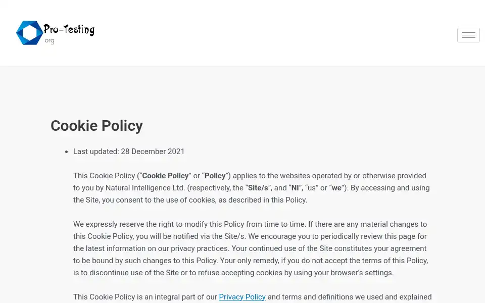 Screenshot of pro-testing.org