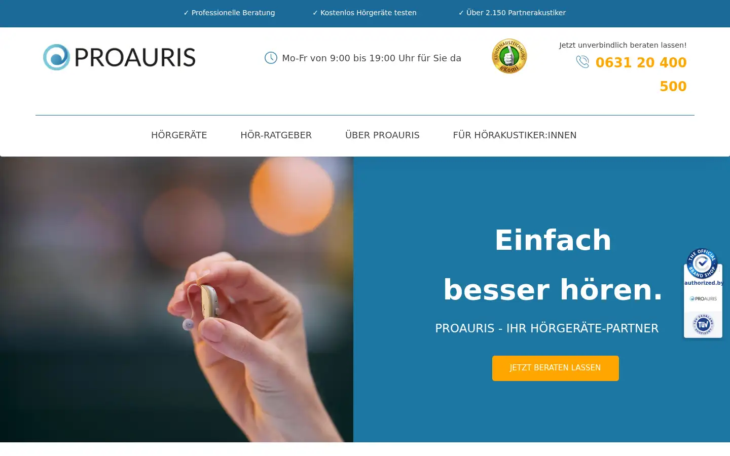 Screenshot of proauris.com