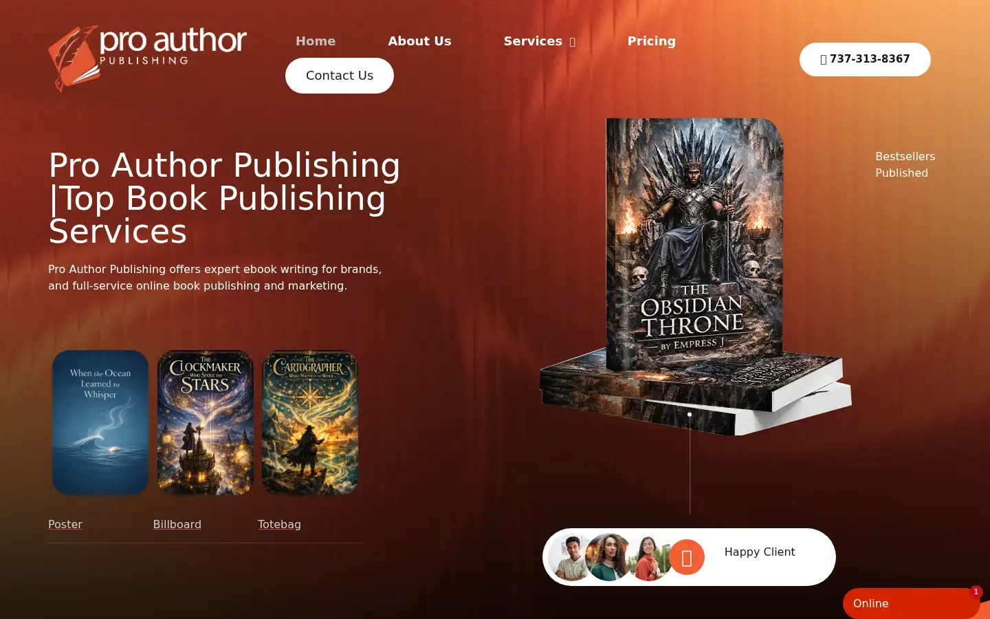 Screenshot of proauthorpublishing.com