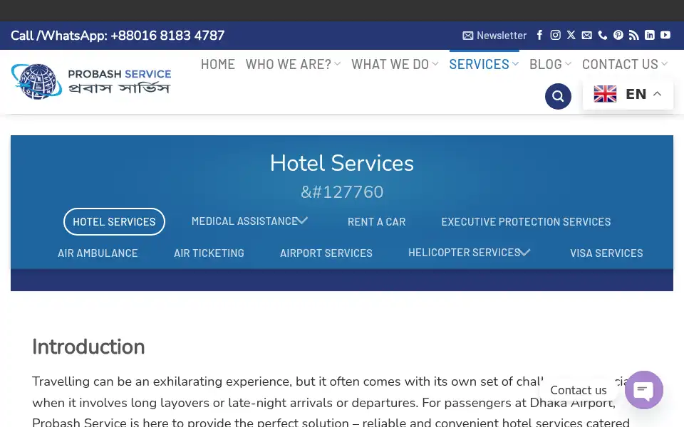 Screenshot of probashservice.com