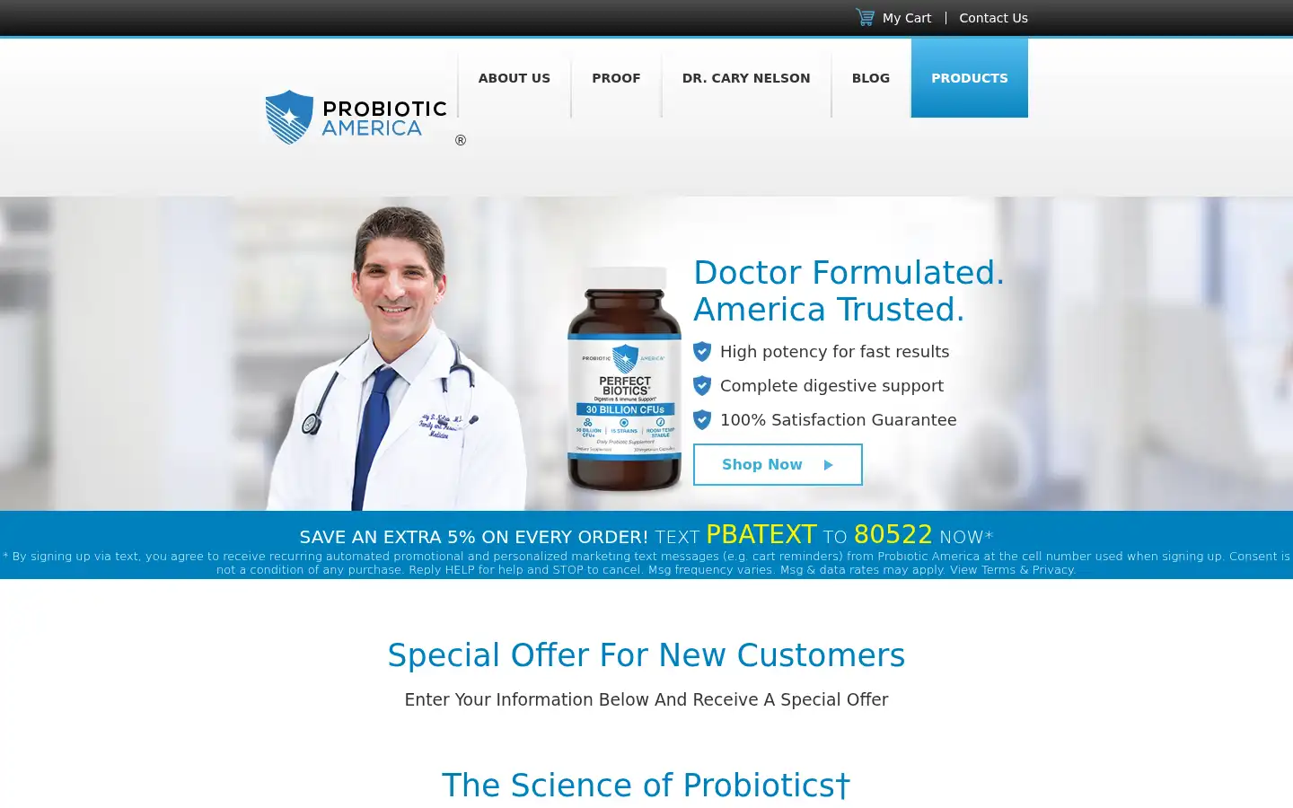 Screenshot of probioticamerica.com
