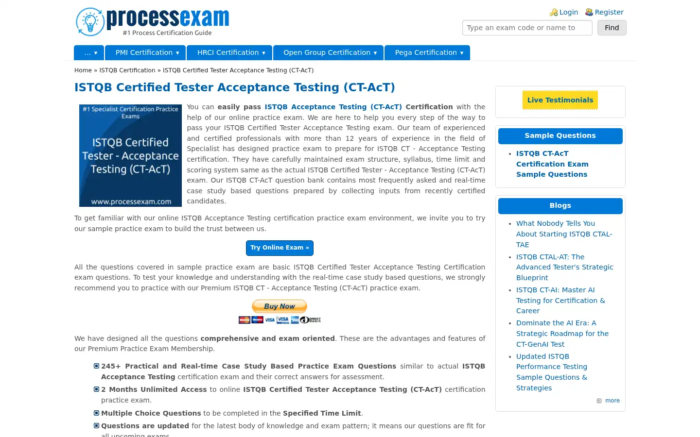 Screenshot of processexam.com