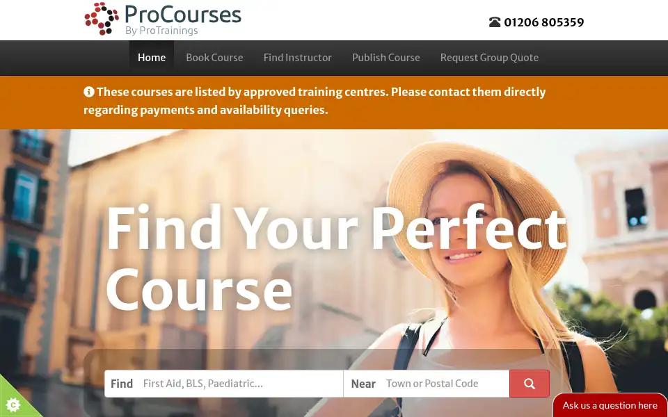 Screenshot of procourses.co.uk