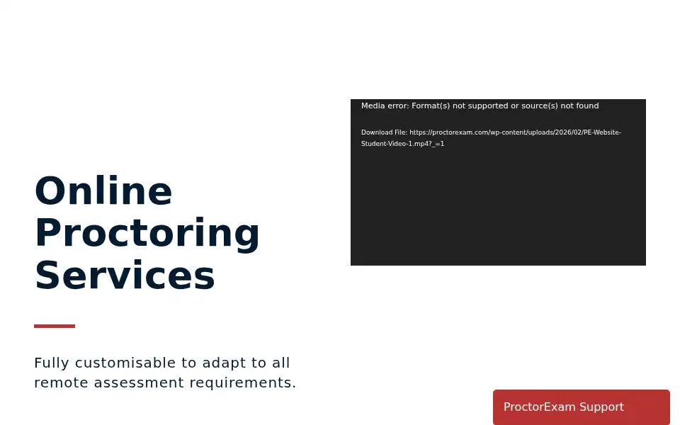 Screenshot of proctorexam.com