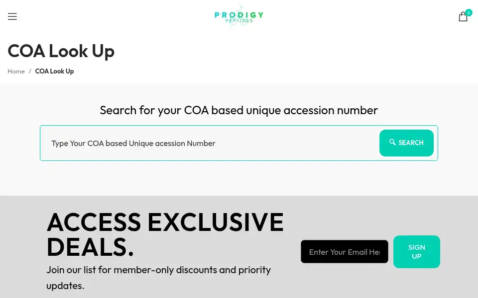 Screenshot of prodigypeptides.com