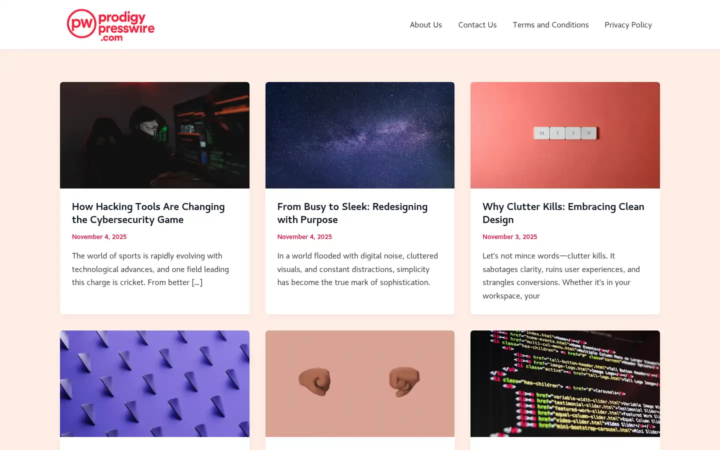 Screenshot of prodigypresswire.com