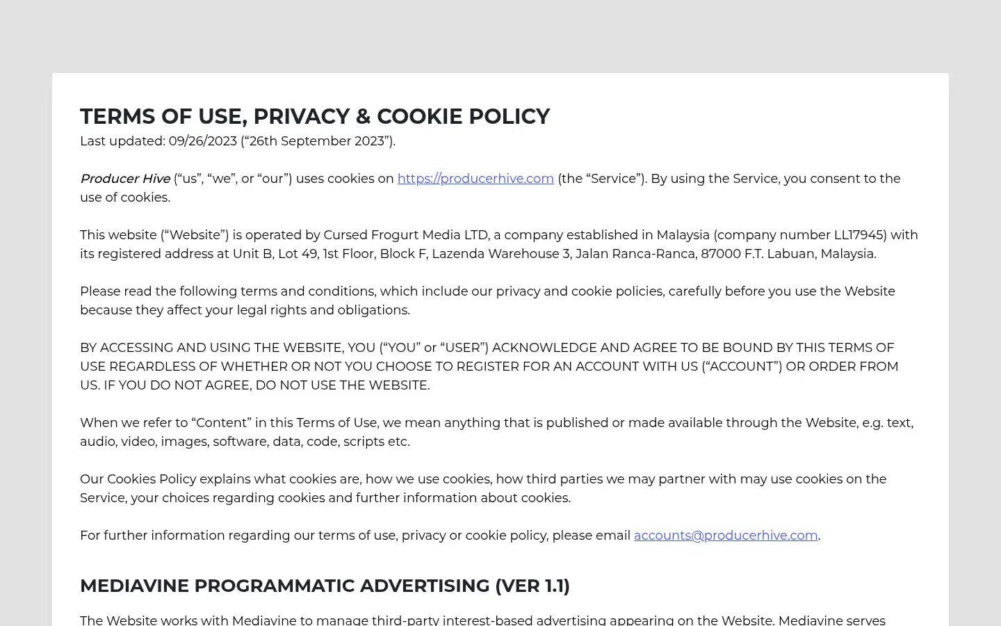 Screenshot of producerhive.com