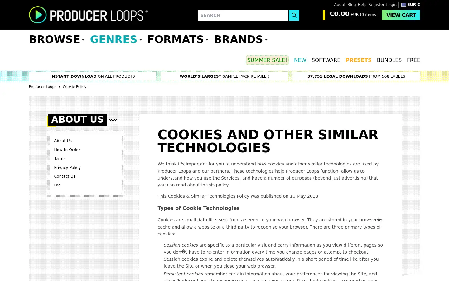 Screenshot of producerloops.com