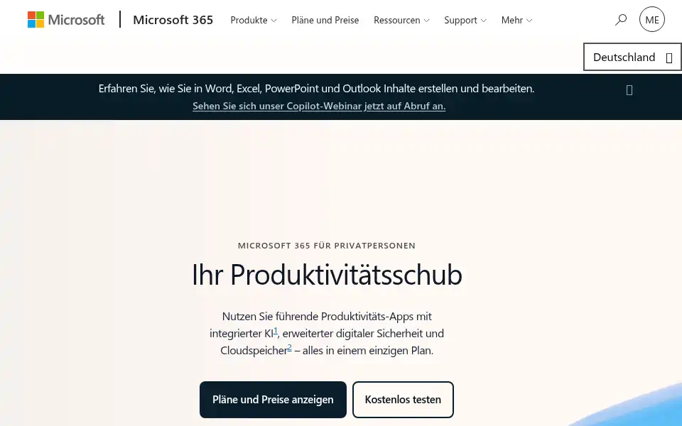 Screenshot of products.office.com