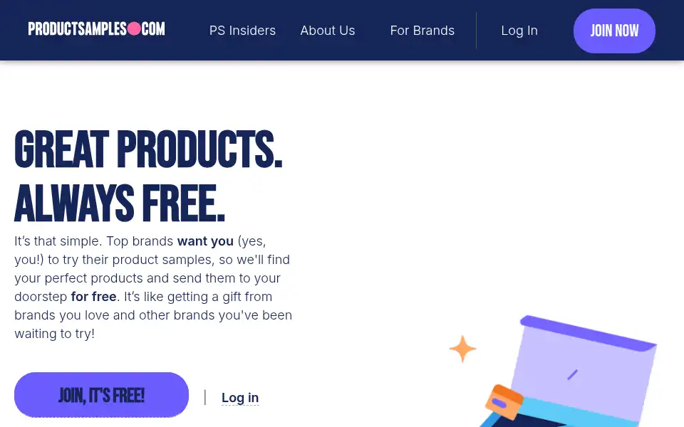Screenshot of productsamples.com