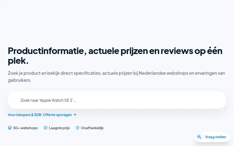 Screenshot of productvraag.nl