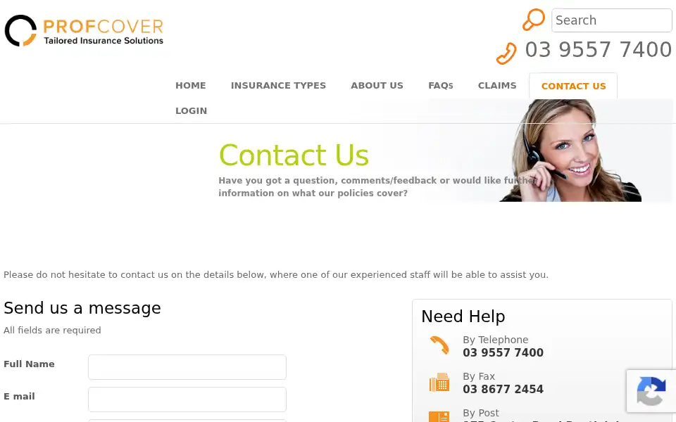 Screenshot of profcover.com.au