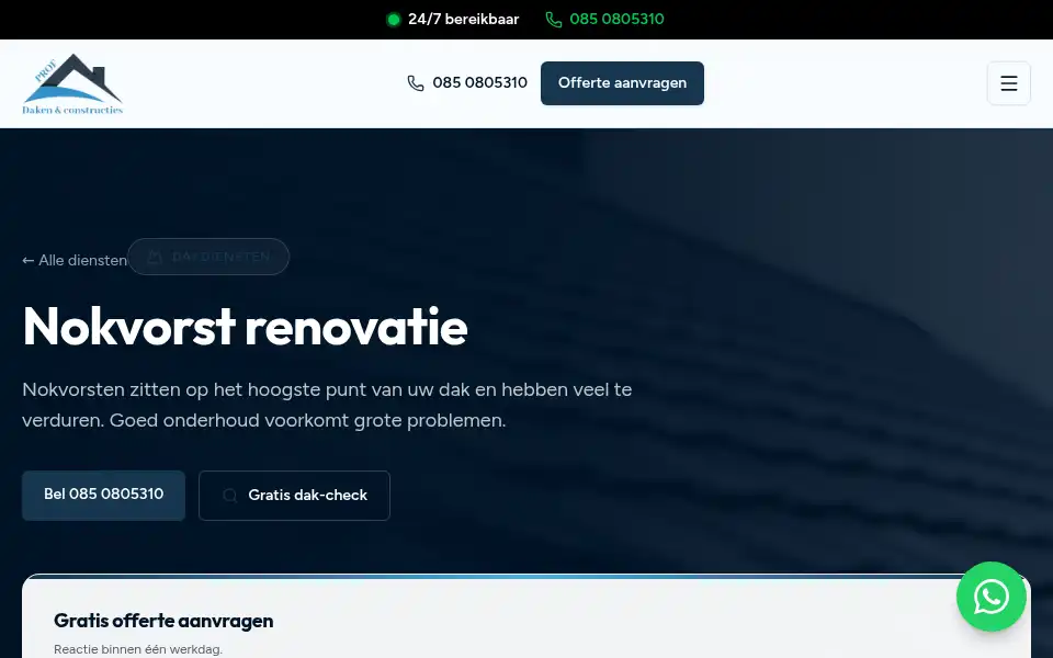 Screenshot of profdaken-constructies.nl