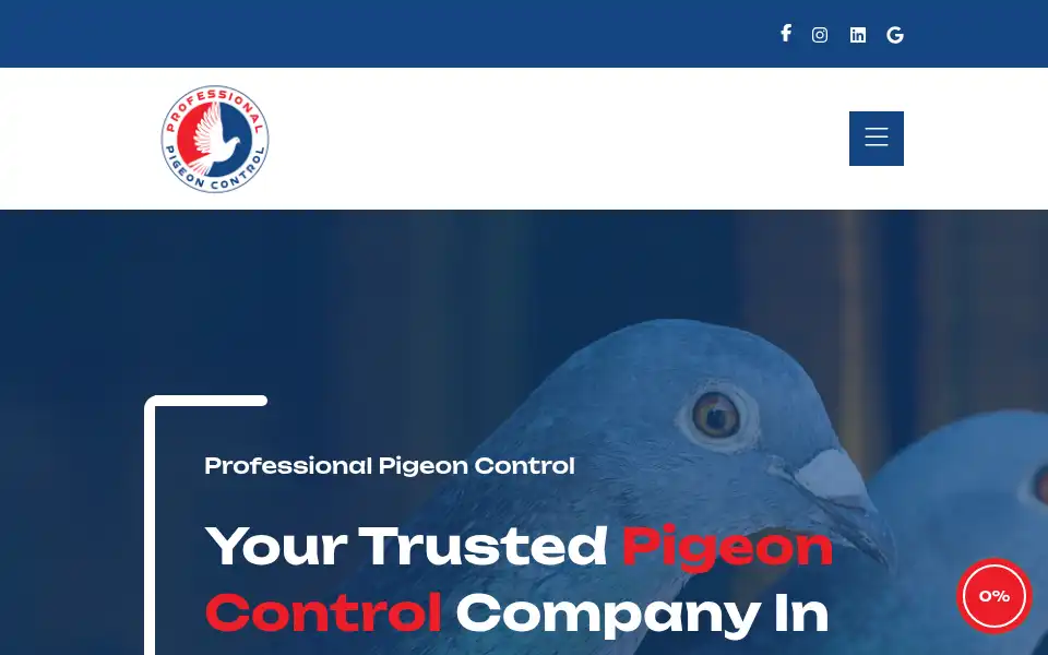Screenshot of professionalpigeoncontrol.com