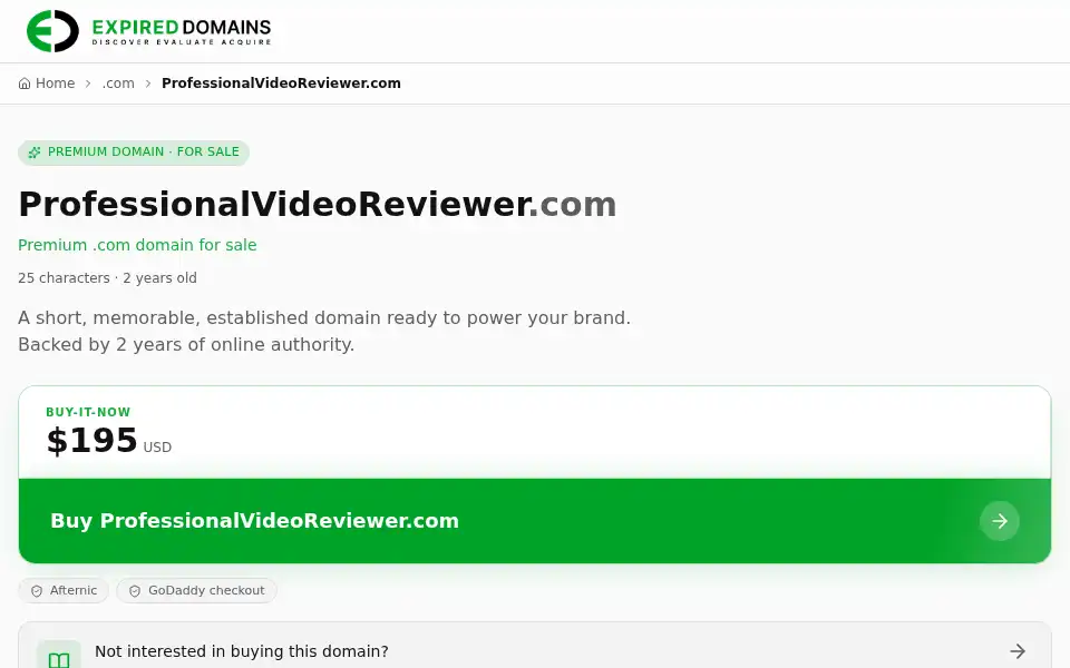 Screenshot of professionalvideoreviewer.com