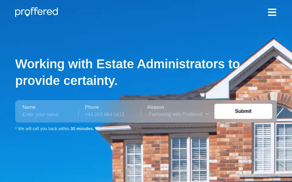 Screenshot of proffered.co.uk