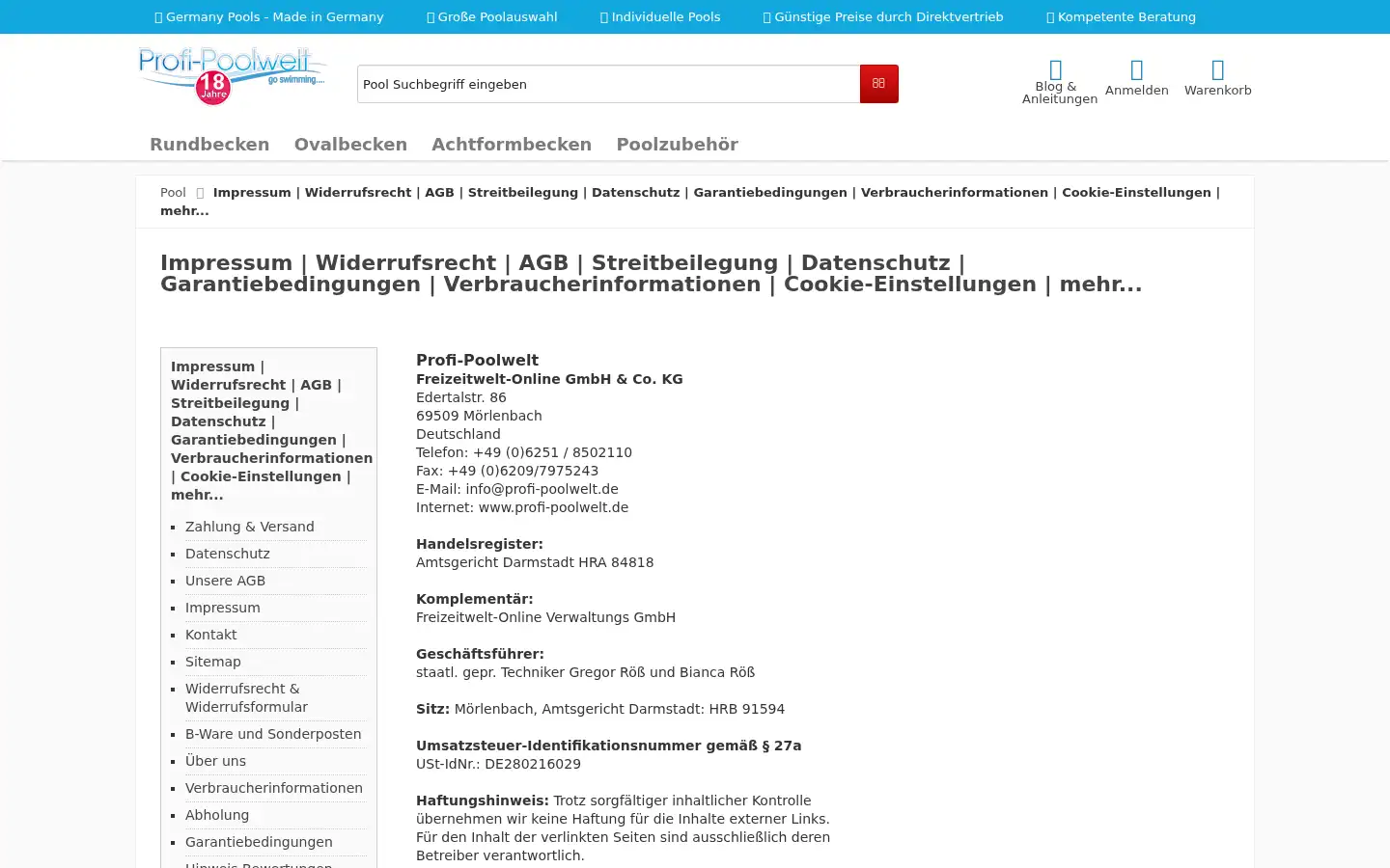Screenshot of profi-poolwelt.de