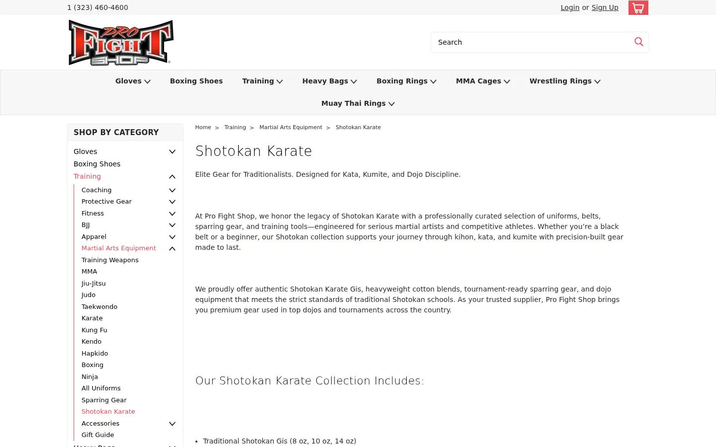 Screenshot of profightshop.com