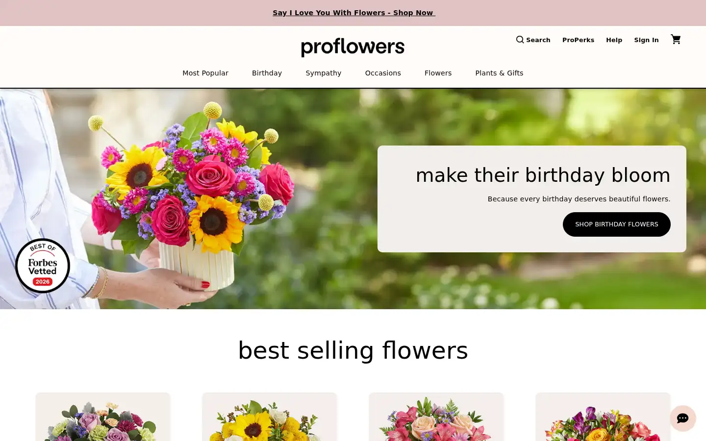 Screenshot of proflowers.com