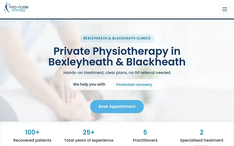 Screenshot of proformphysiofitness.co.uk