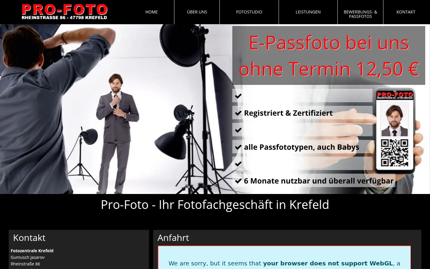 Screenshot of profoto-krefeld.de