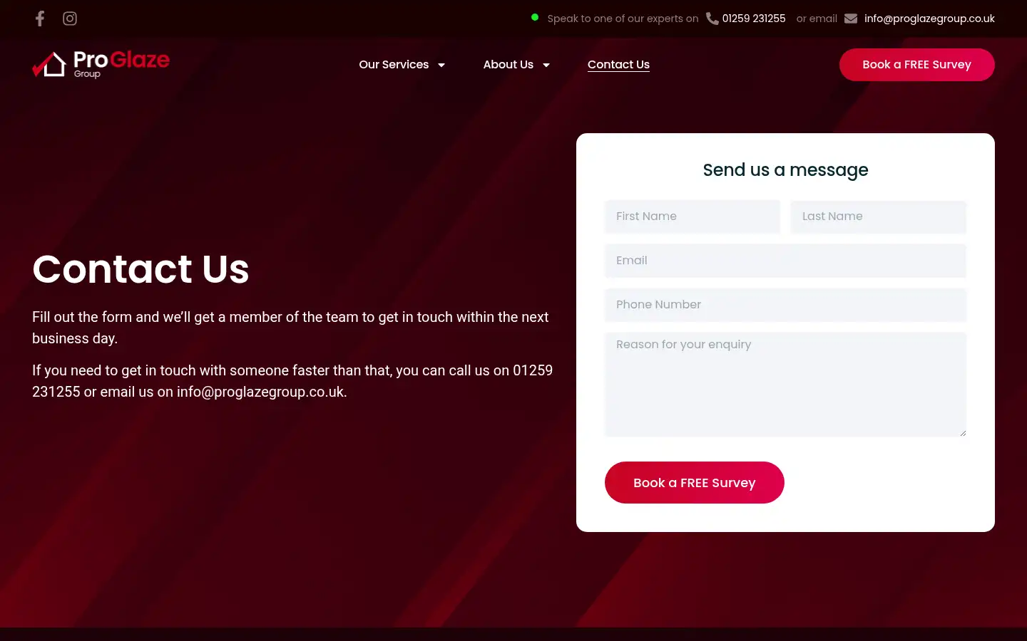 Screenshot of proglazegroup.co.uk