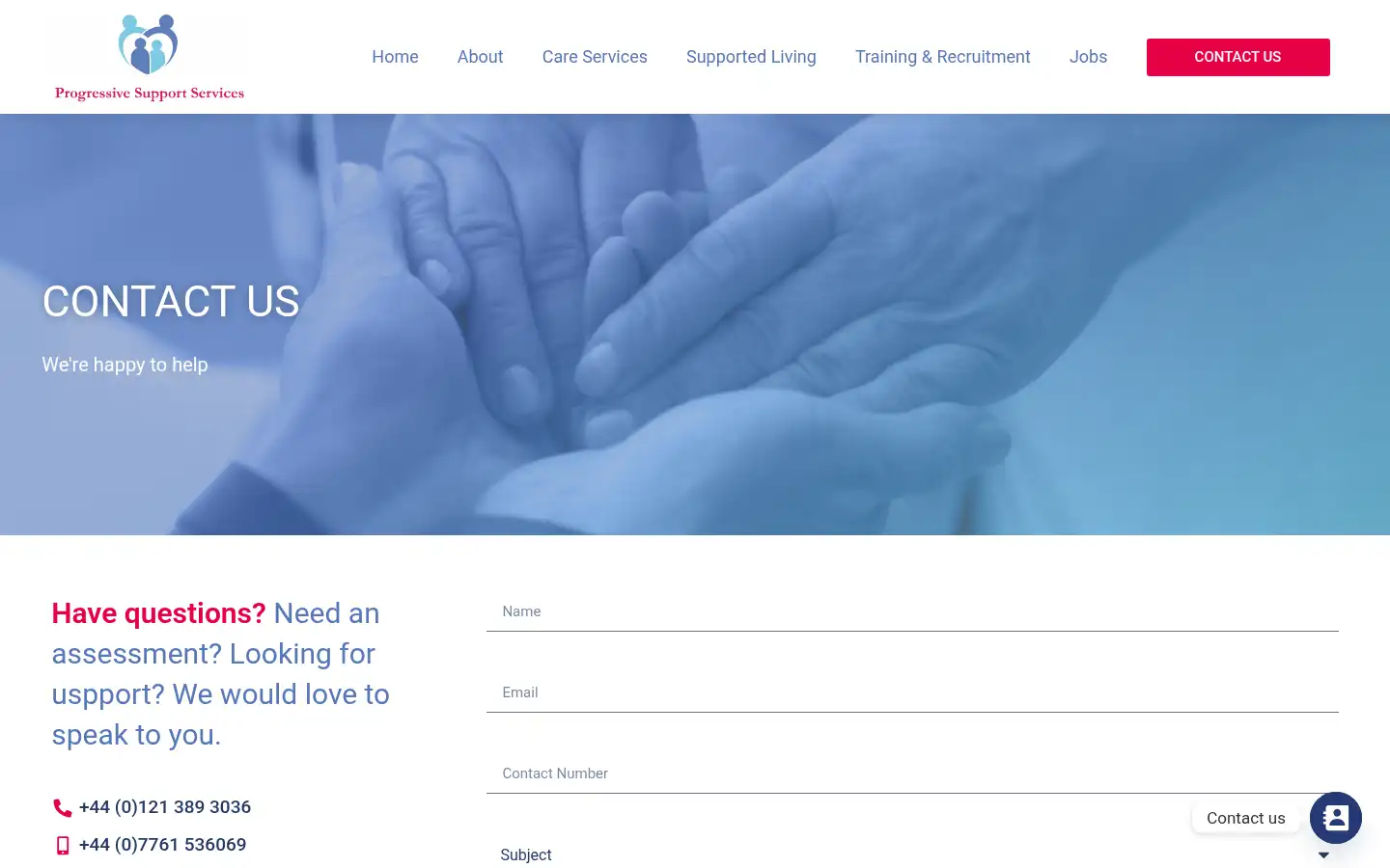 Screenshot of progressivesupportservices.co.uk