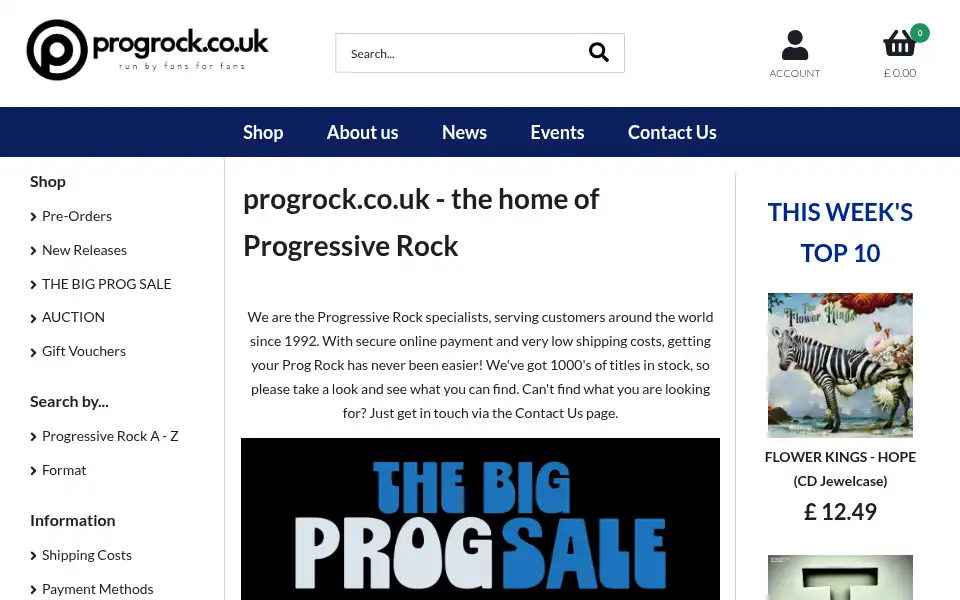 Screenshot of progrock.co.uk