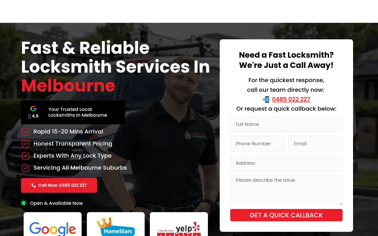 Screenshot of proguardlocksmiths.com.au
