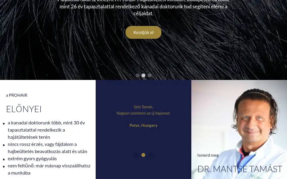 Screenshot of prohairklinika.hu