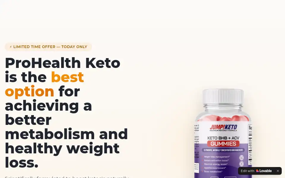 Screenshot of prohealth-keto.lovable.app