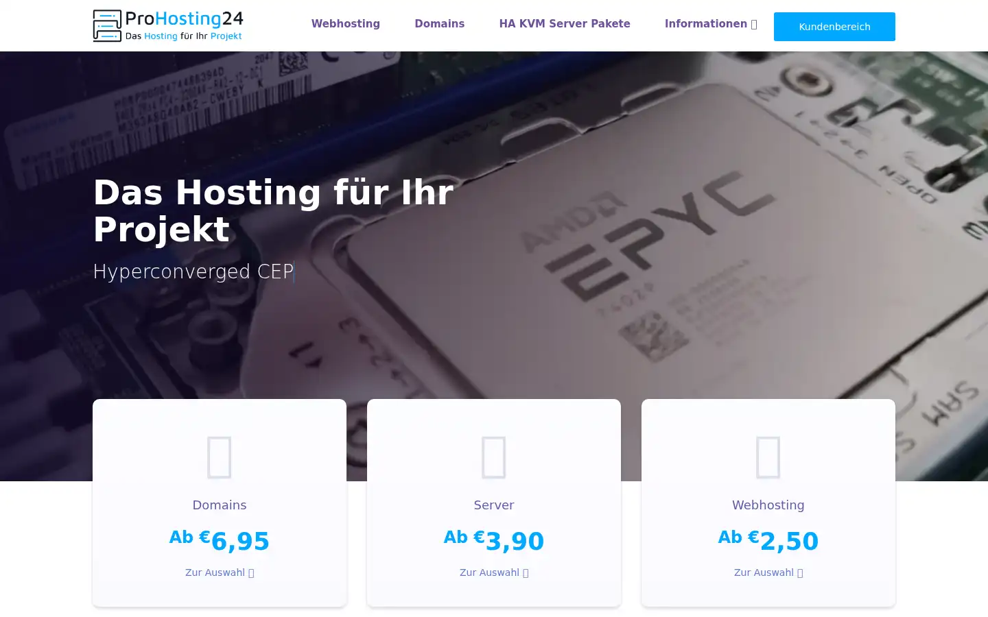 Screenshot of prohosting24.de