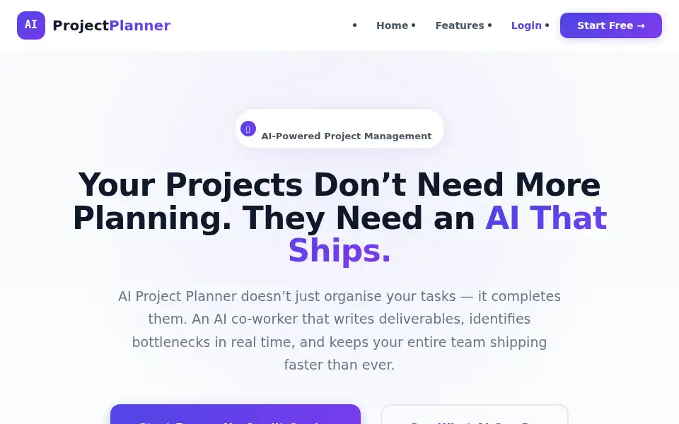 Screenshot of projectplanner.ai