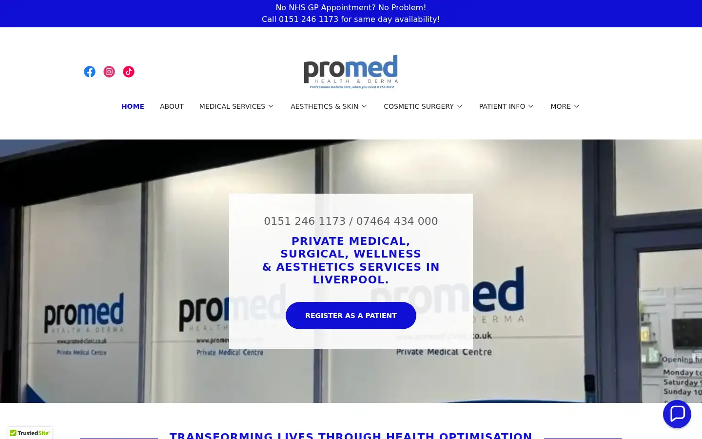 Screenshot of promed-clinic.co.uk