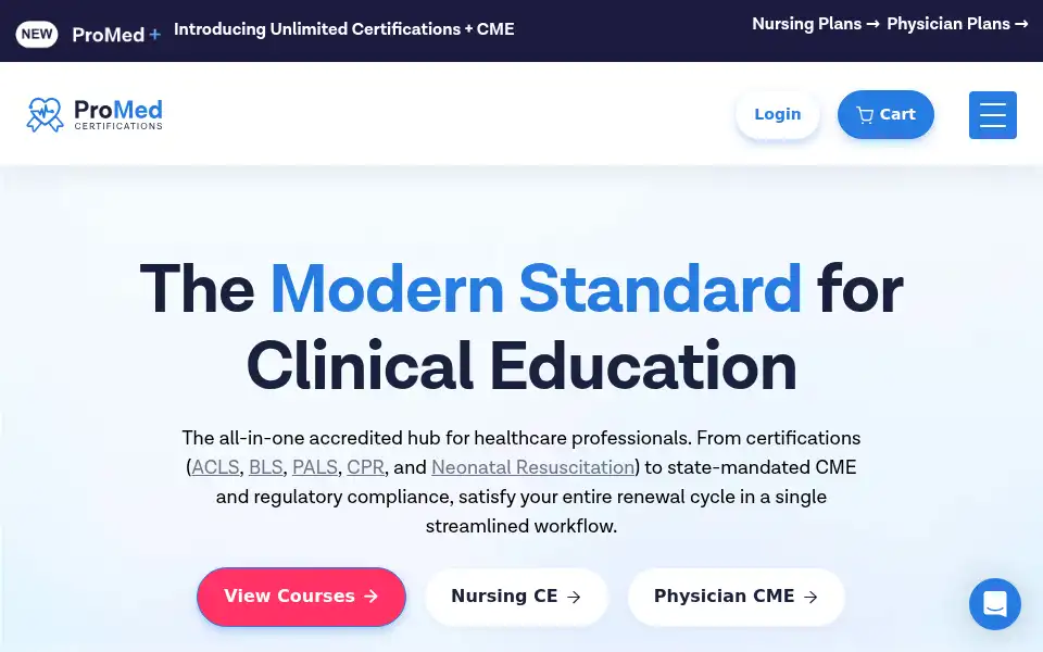 Screenshot of promedcert.com