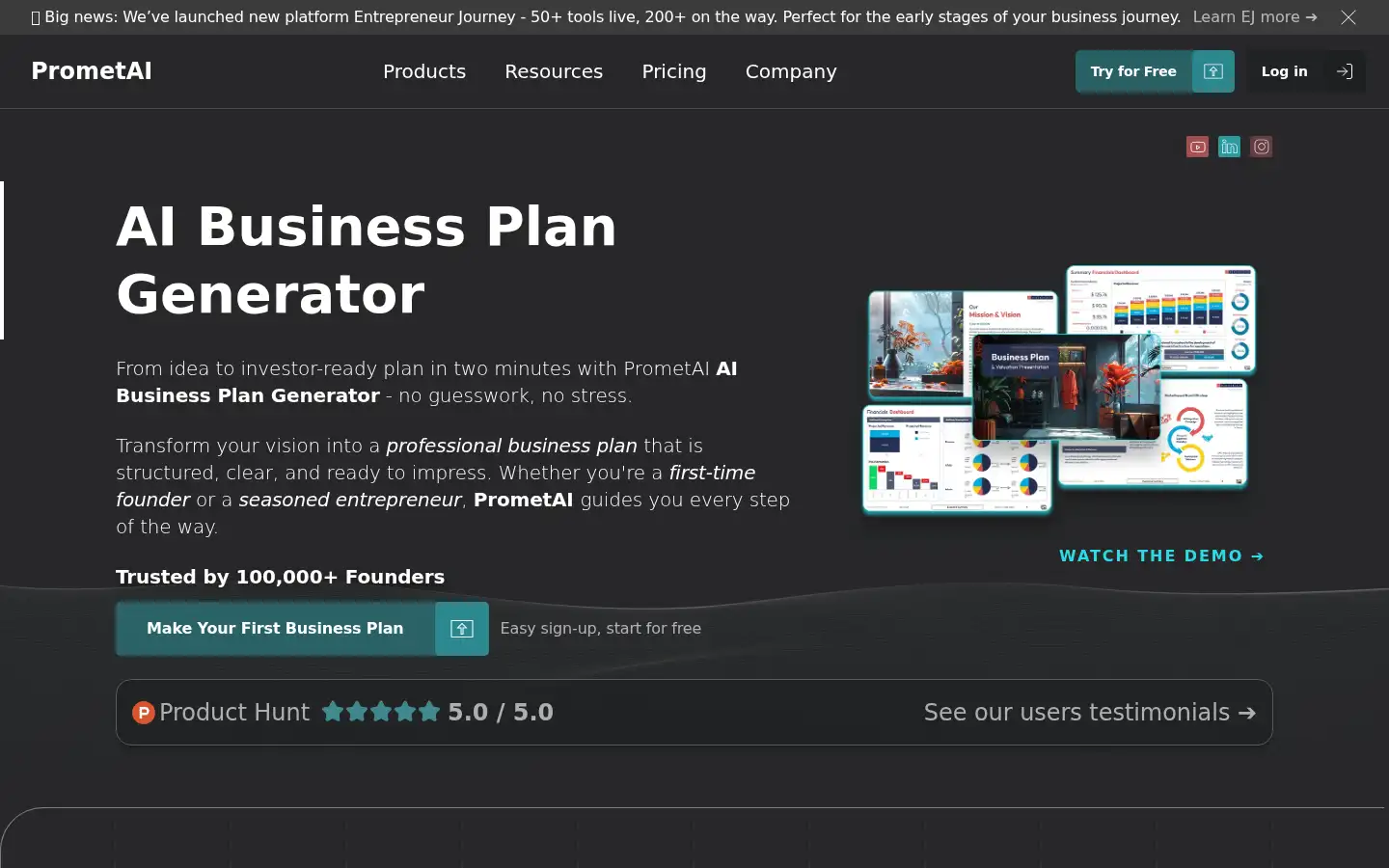 Screenshot of prometai.app