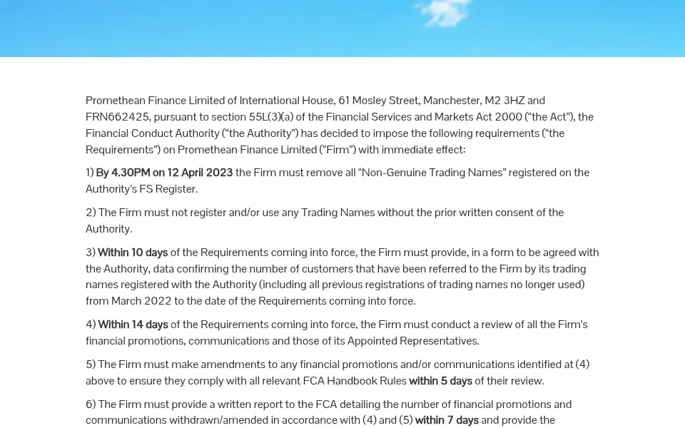 Screenshot of prometheanfinance.co.uk