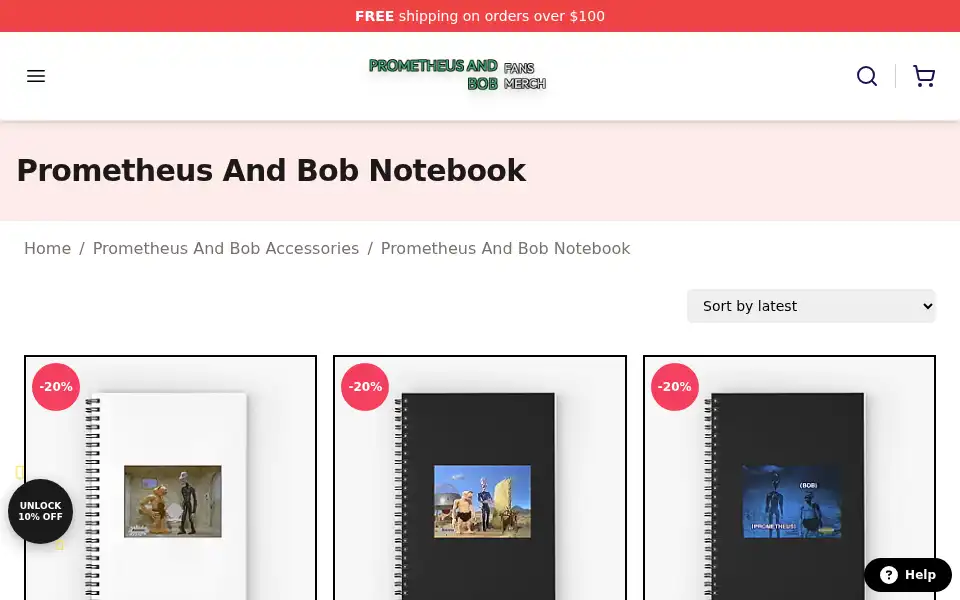 Screenshot of prometheusandbob.shop