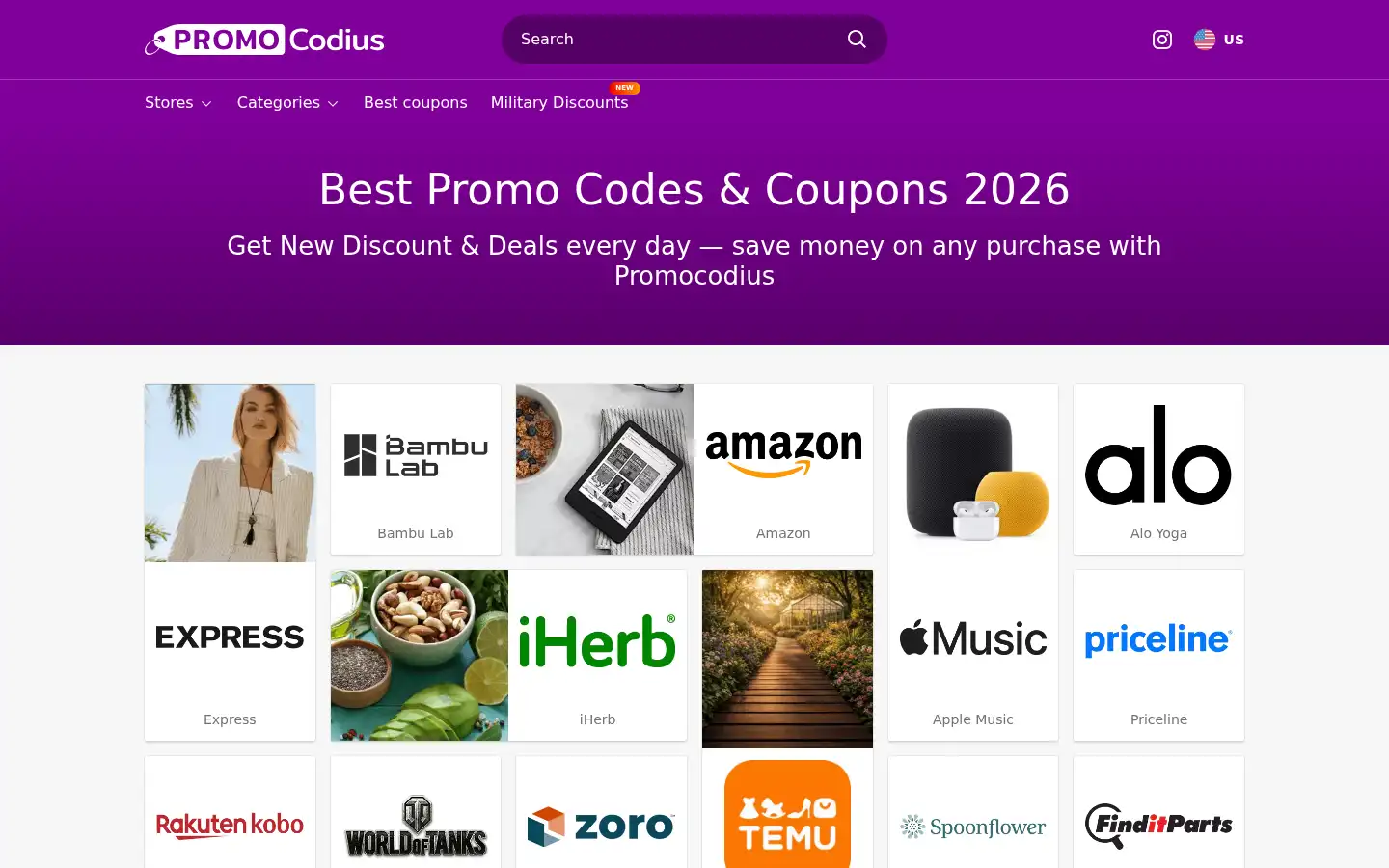 Screenshot of promocodius.com