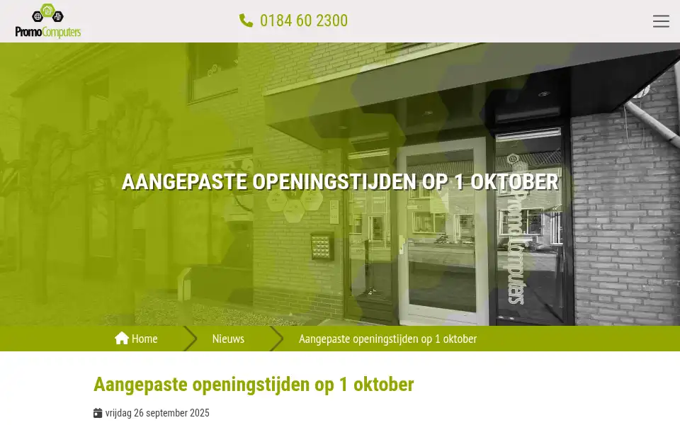 Screenshot of promocomputers.nl
